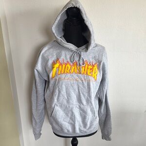Thrasher Gray Hoodie with Flame Logo